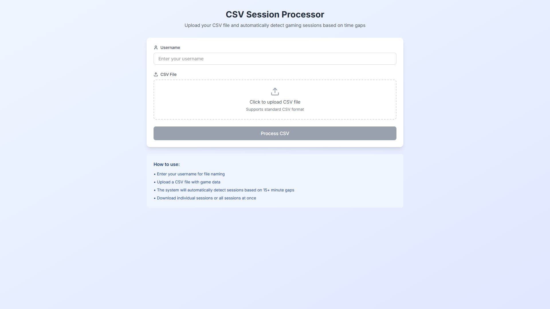 CSV Session Processor